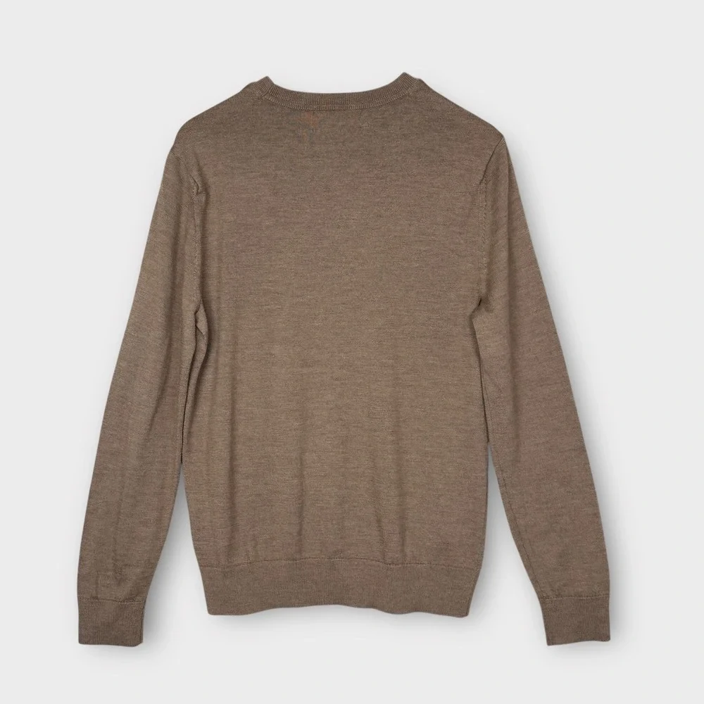 Banana Republic Mens Merino Wool Sweater M Taupe Brown Baruffa Italian Yarn Knit